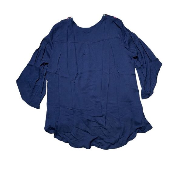 CALESSA Embroidered Blouse Blue Size Medium - Picture 2 of 7